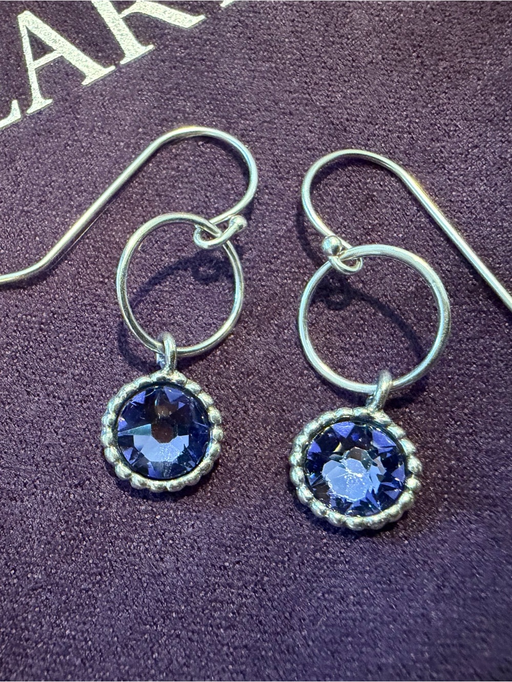 Grace & Heart G&H Dangle Earrings With Purple Stone Amethyst NEW Jewelry